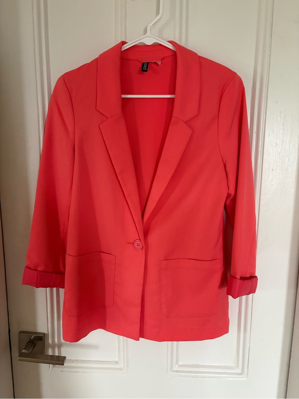 Womens Coral Oversized Single-Button Blazer Jacket